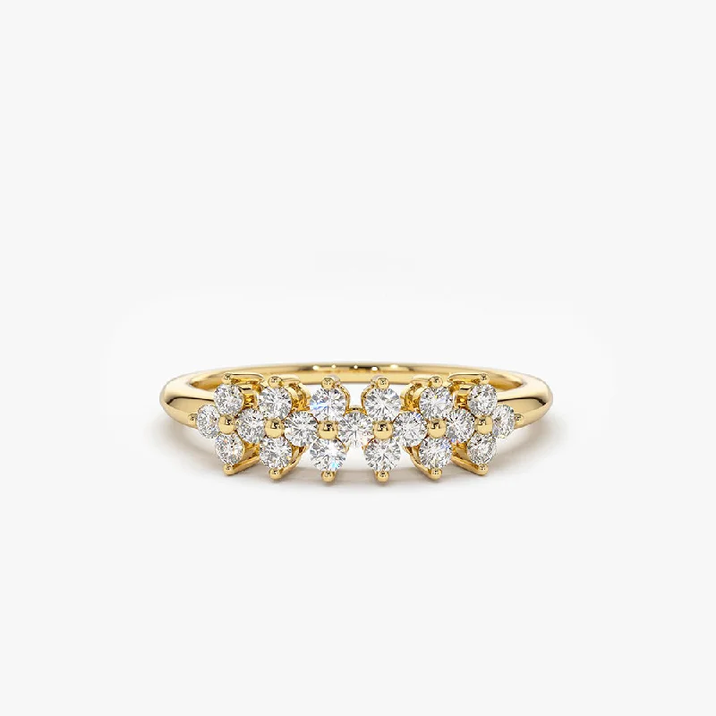 High-end engagement rings for women -14k Diamond Cluster Anniversary Ring