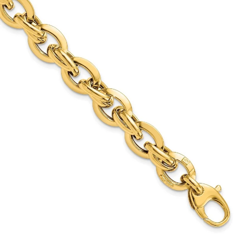 Crystal bracelets for women -Curata 14k Yellow Gold Polished Fancy Link Bracelet 7.5 Inch