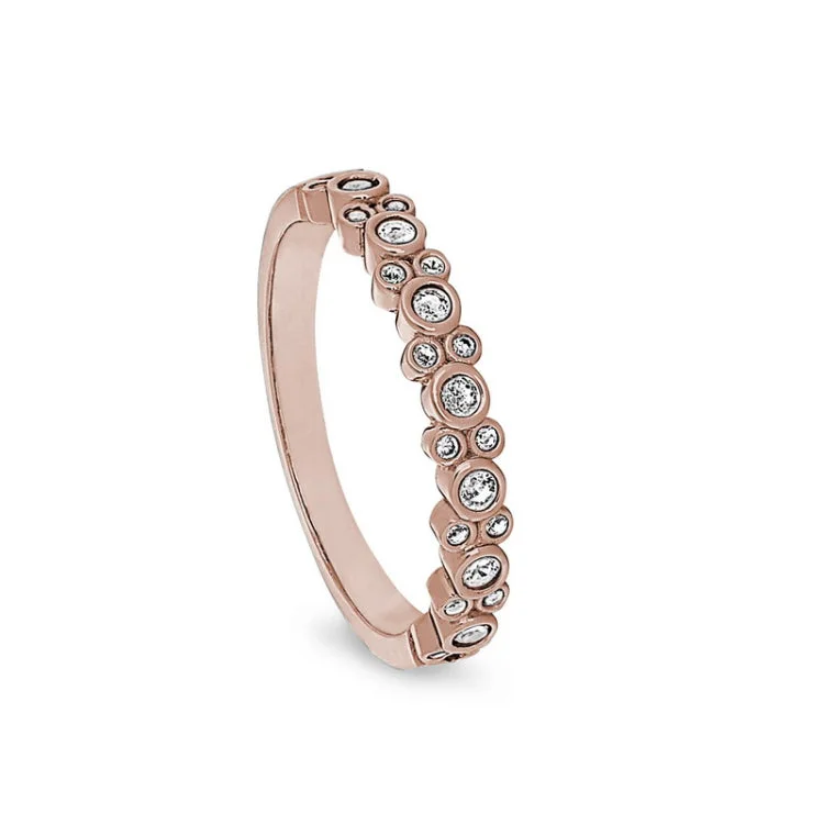 Engagement rings with a hidden diamond for women -Rose Gold Finish Sterling Silver Bubbles Ring with Simulated Diamonds