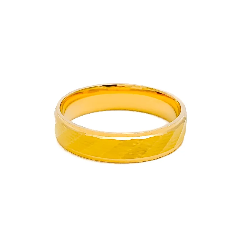 Luxury gemstone rings for women -Brush Finished 22k Gold Band