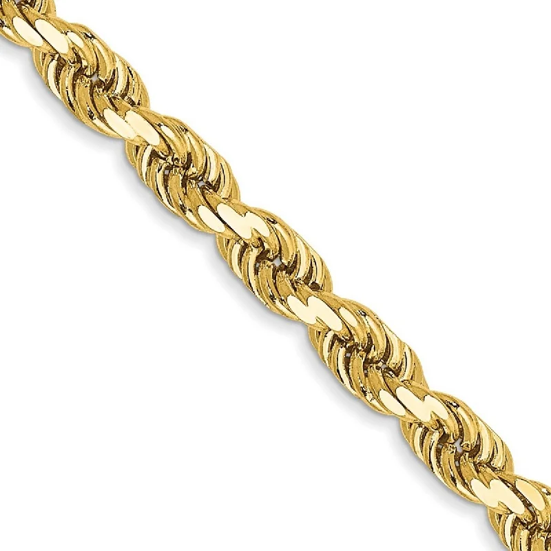 Trendy bracelets for women -Curata 14k Yellow Gold Solid 3.5mm D Cut Rope Lobster Clasp Chain Bracelet Lobster Claw