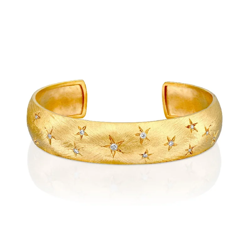 Charm bracelets for women -Handcrafted Stars Diamond Cuff Bracelet