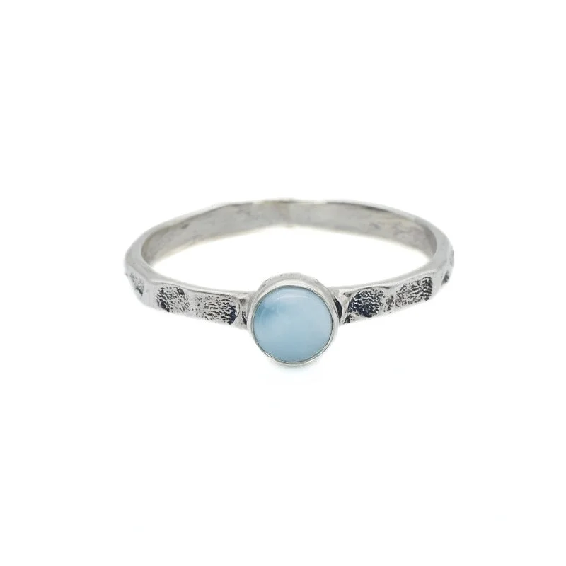 Pearl rings for women -Larimar Ring - Sky Blue Ring - Vintage Bezel Ring