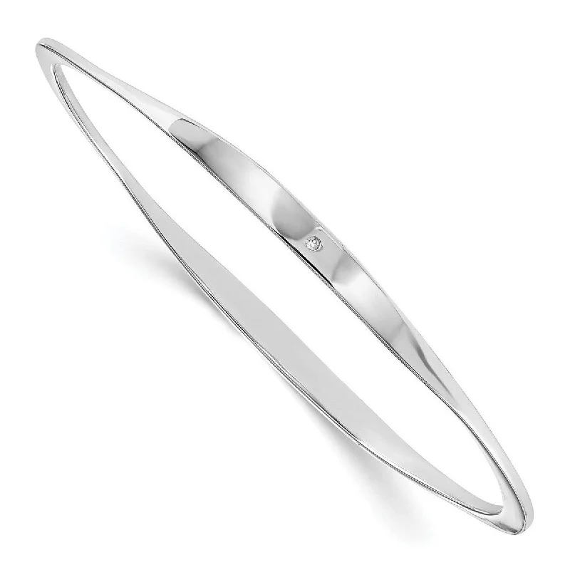 Layered bracelets for women -Curata 925 Sterling Silver Slip on Polished White Ice Diamond Cuff Stackable Bangle Bracelet