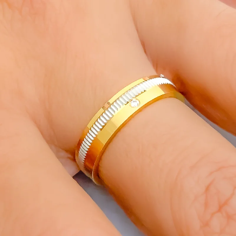 Diamond eternity rings for women -Opulent Glowing 22k Gold CZ Band