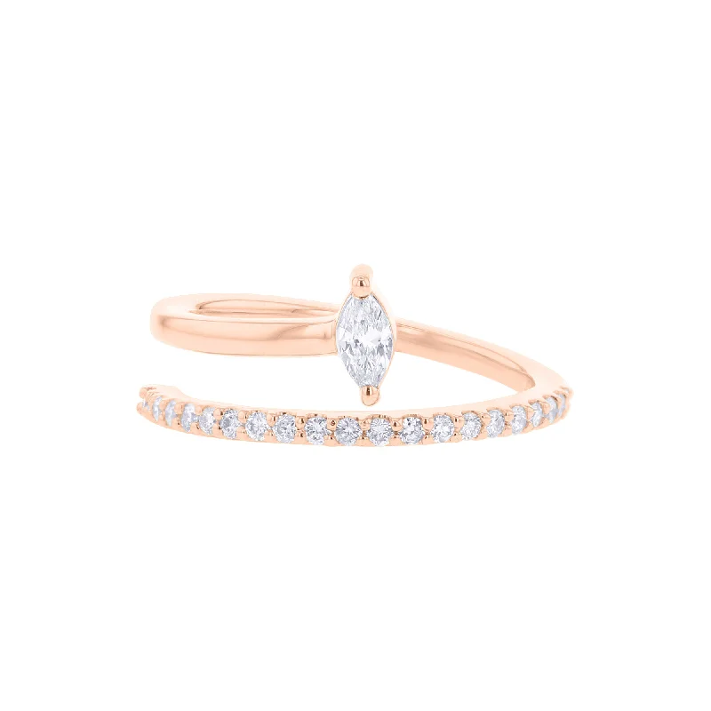 Two-stone engagement rings for women -Marquise Spiral Diamond Ring