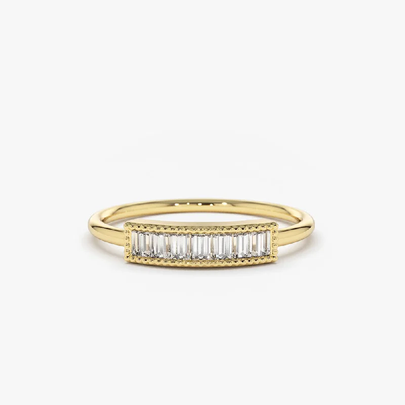 Simple engagement rings for women -14k Channel Set Baguette Diamond Ring