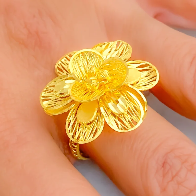 Custom rings for women -Bespoke Trendy 22k Gold Ring