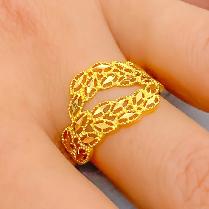 Fashionable rings for women -Majestic Refined 22k Gold Ring