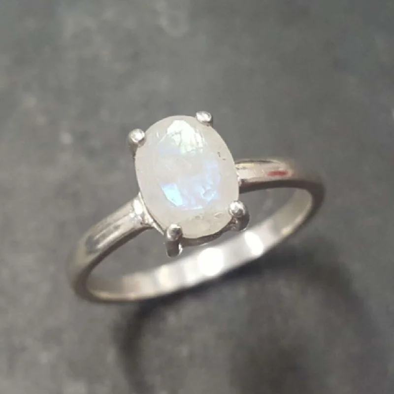 Geometric rings for women -Silver Moonstone Ring - Natural Moonstone Ring - June Birthstone Ring