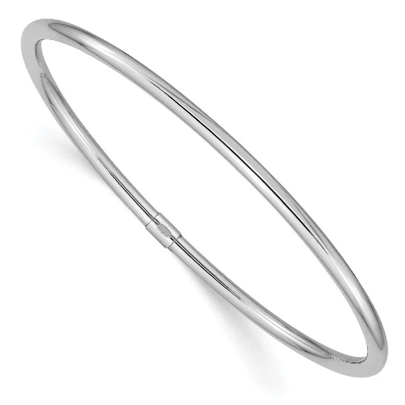 Layered bracelets for women -Curata 14k White Gold 3mm Polished Round Sslip on Stackable Bangle Bracelet