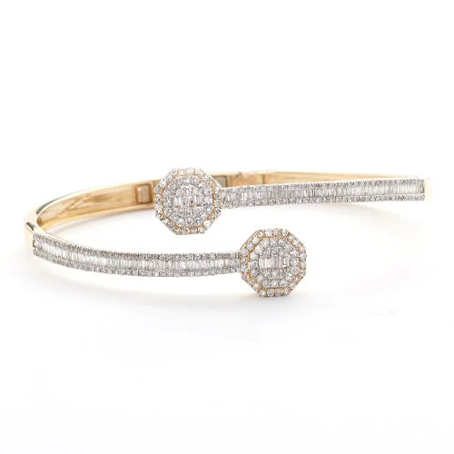 Handcrafted bracelets for women -14KY 1.55CTW DIAMOND CUFF BRACELET - BAGUETTE &