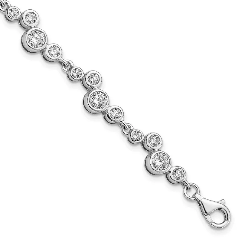 Elegant bracelets for women -Curata 925 Sterling Silver Rhod Plat CZ Cubic Zirconia Simulated Diamond Bracelet 7.5 Inch