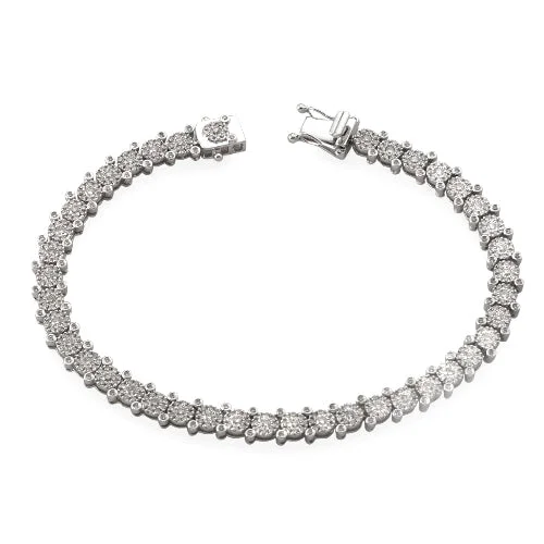 Diamond bangles for special occasions for women -14KW 3.20CTW ROUND CLUSTER DIAMOND BRACELET