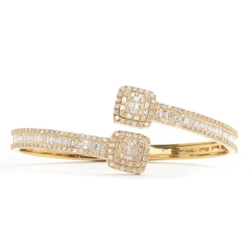 Diamond tennis bracelets for women -14KY 4.75CTW DIAMOND CUFF BRACELET - BAGUETTE &