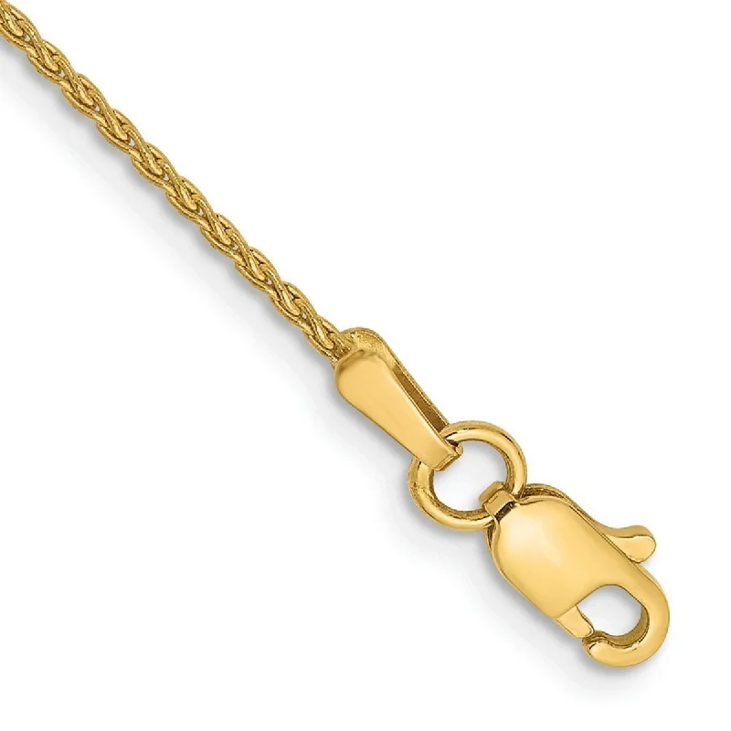 Dainty bracelets for women -Curata 10k Yellow Gold 1.2mm 7" Parisian Wheat Chain Bracelet