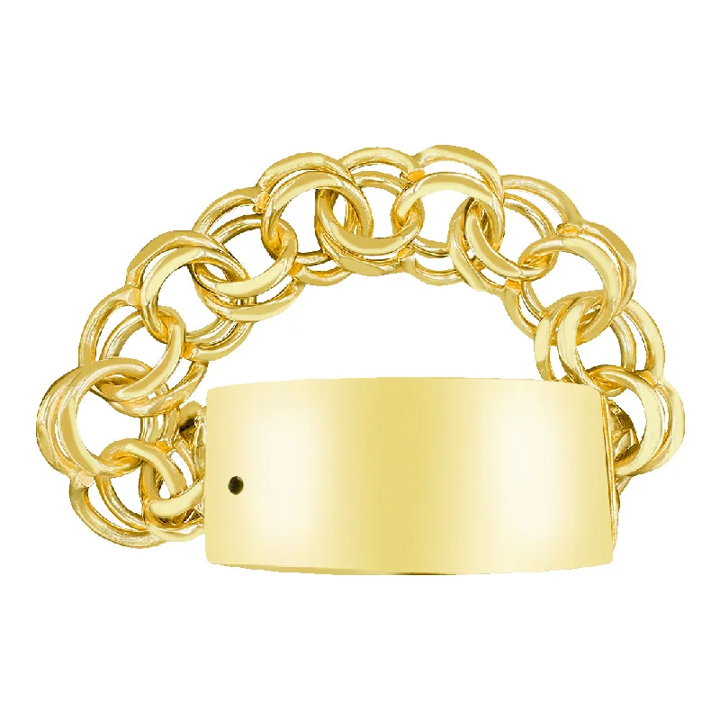 Fine gold bracelets for women -10K Yellow Gold Chino Link ID Bracelet