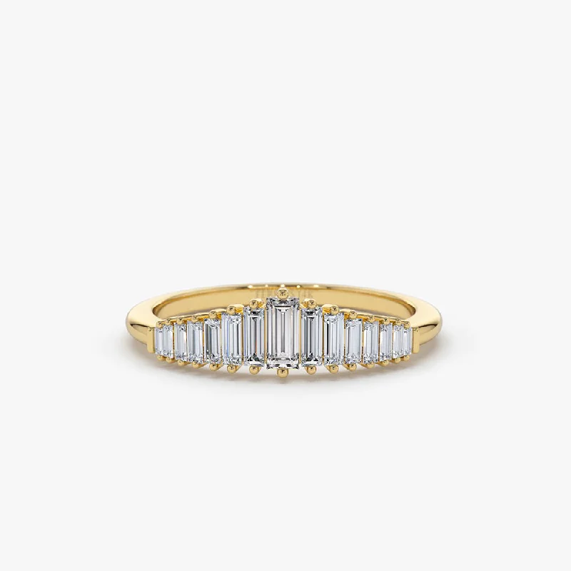 Diamond engagement rings for women -14K Baguette Diamond Tiara Ring