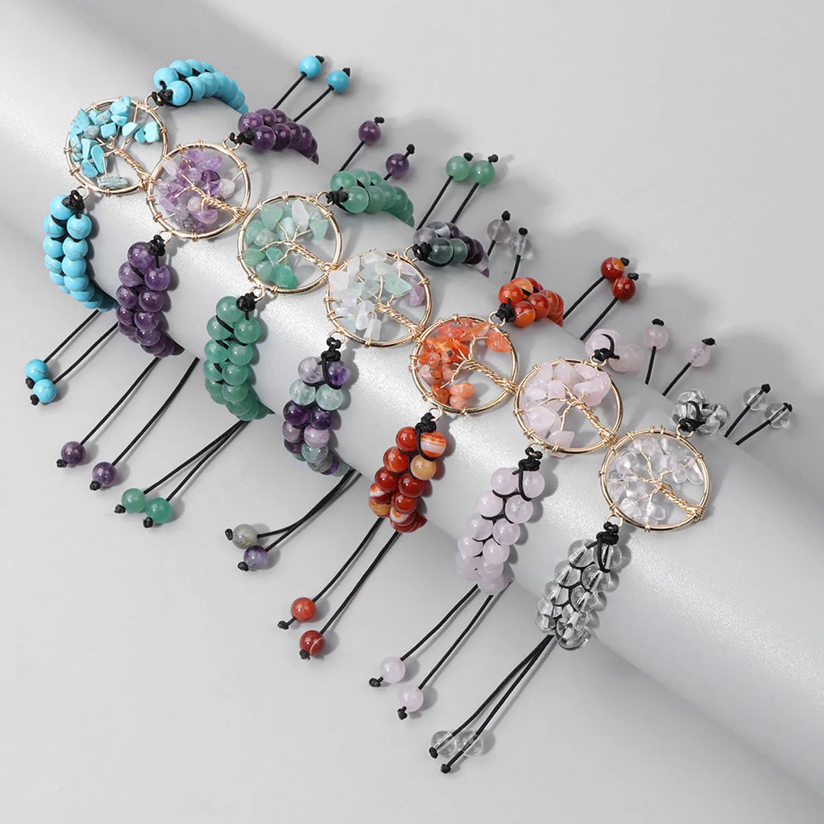 Floral bracelets for women -Ethnic Style Tree Natural Stone Knitting Bracelets