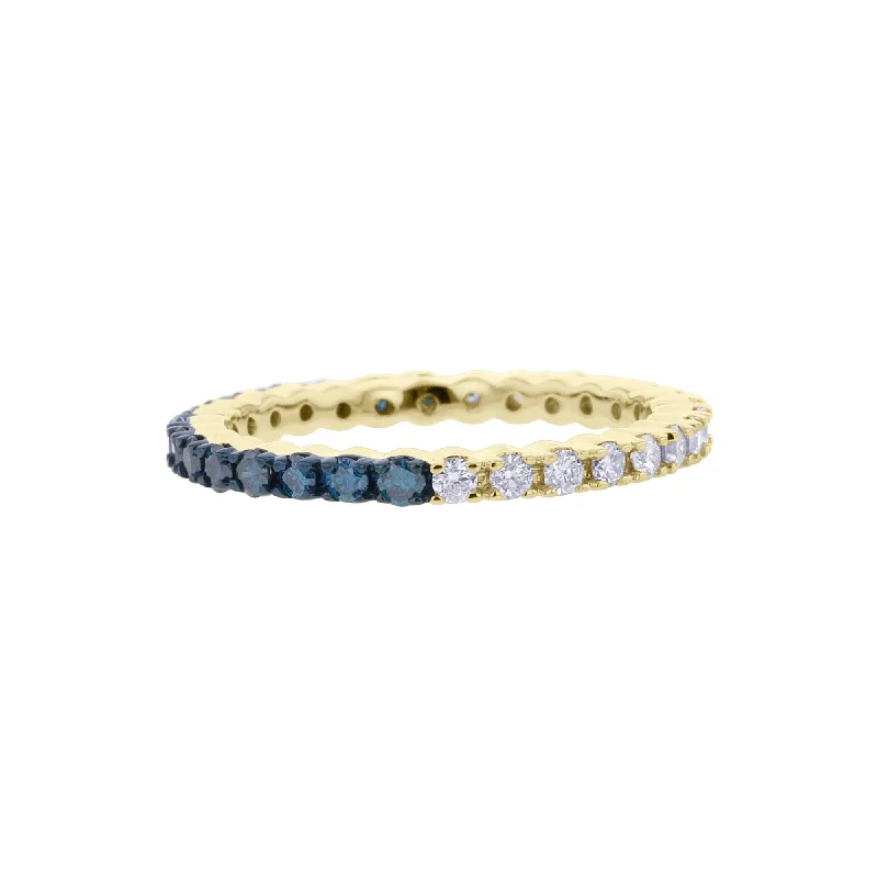 Luxury engagement rings for women -Duo Blue and White Eternity Diamond Ring