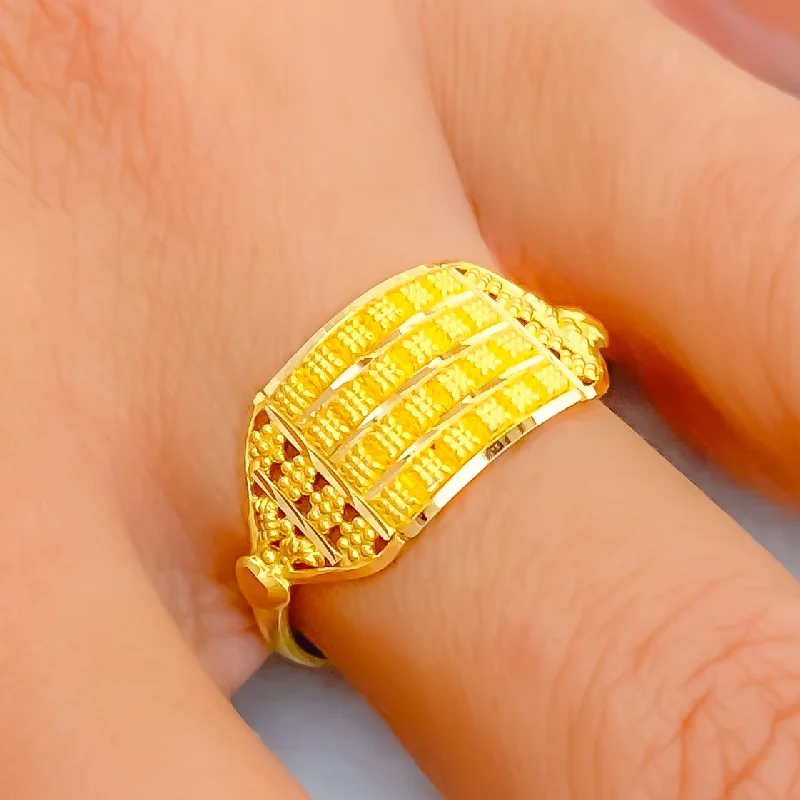 Colorful rings for women -Versatile Vibrant 22K Gold Ring