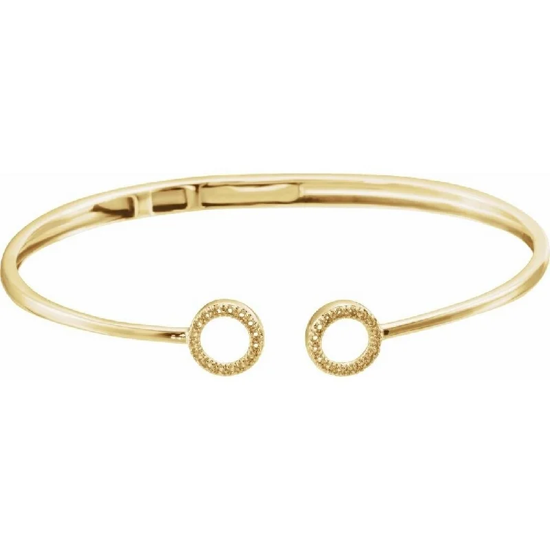 Personalized bracelets for women -Curata 14k Yellow Gold Polished 0.17 Dwt Diamond Circle Hinged Cuff Bracelet