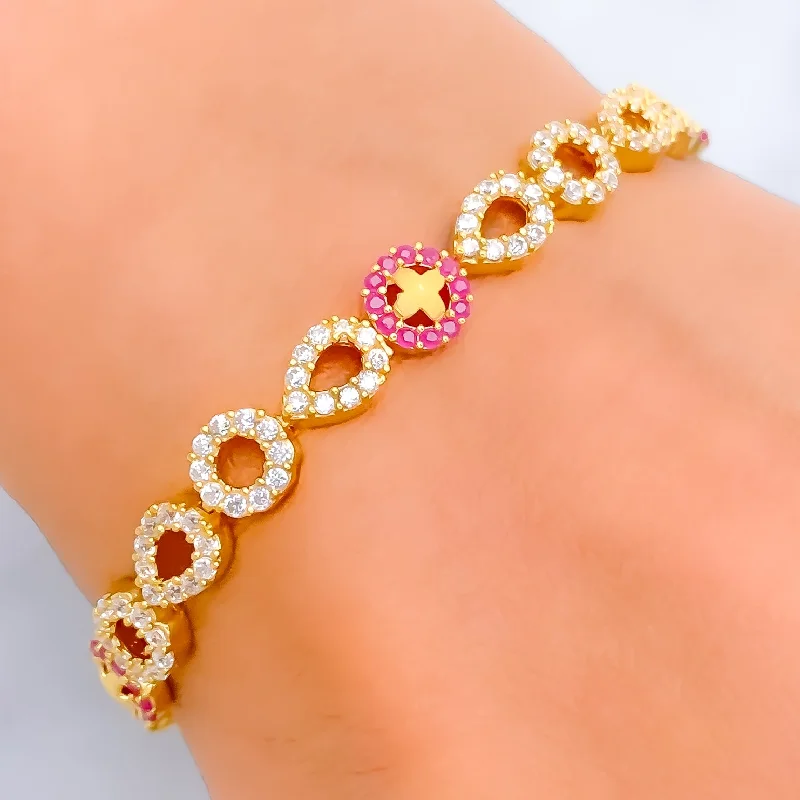 Stylish bangles for women -Attractive Dressy 22k Gold CZ Bracelet