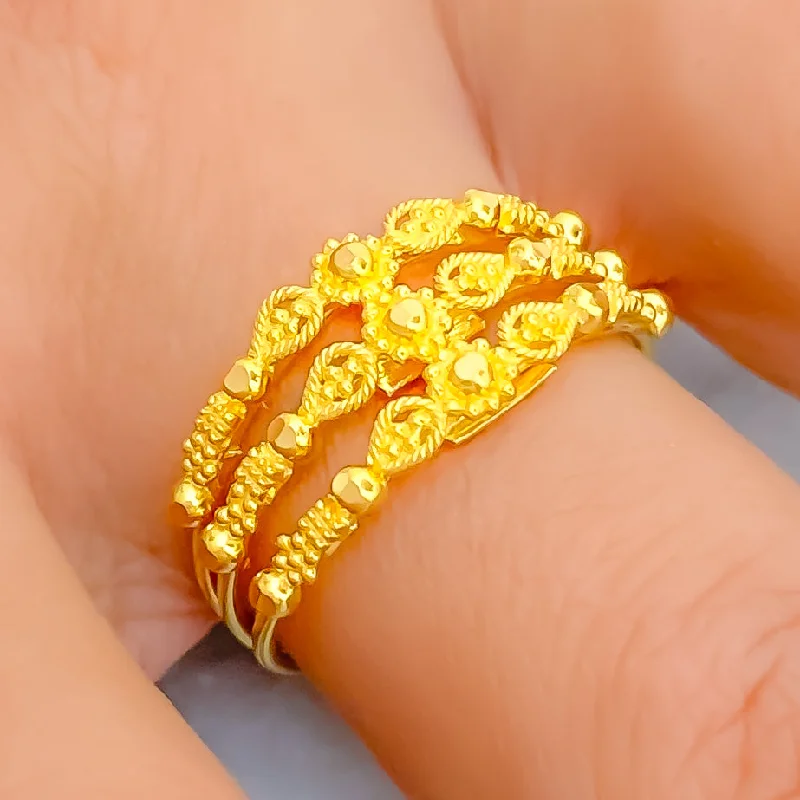 Custom diamond rings for women -Rich Vibrant 22K Gold Ring