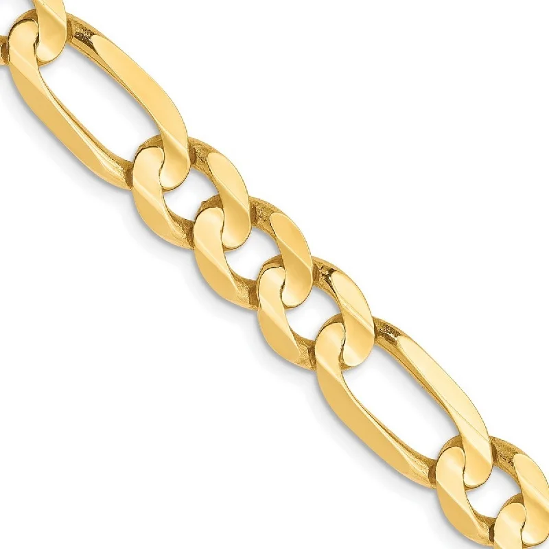 Charm bracelets for women -Curata 10k Gold 6.75mm Concave Figaro Chain Bracelet