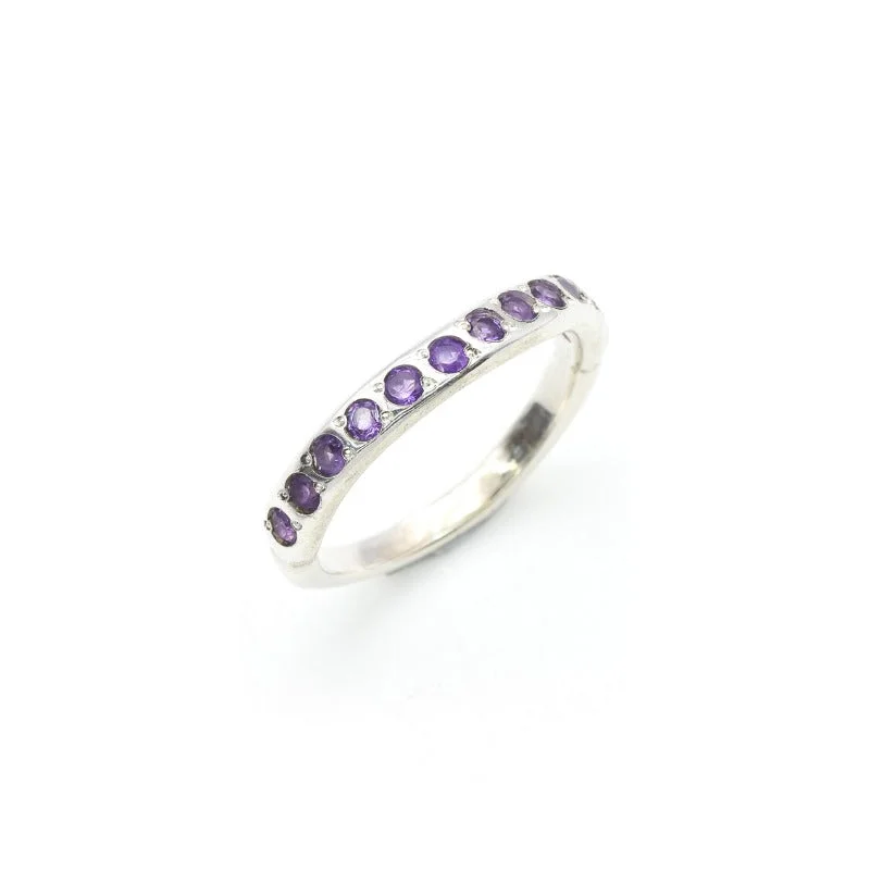 Handmade rings for women -Dainty Amethyst Ring - Purple Eternity Band - Vintage Minimalist Ring