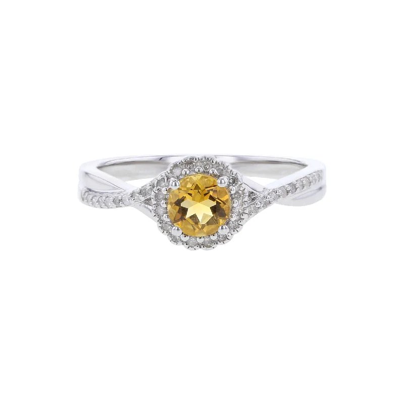 Heart-shaped engagement rings for women -Silver Sweet Treat Citrine & Diamond Ring