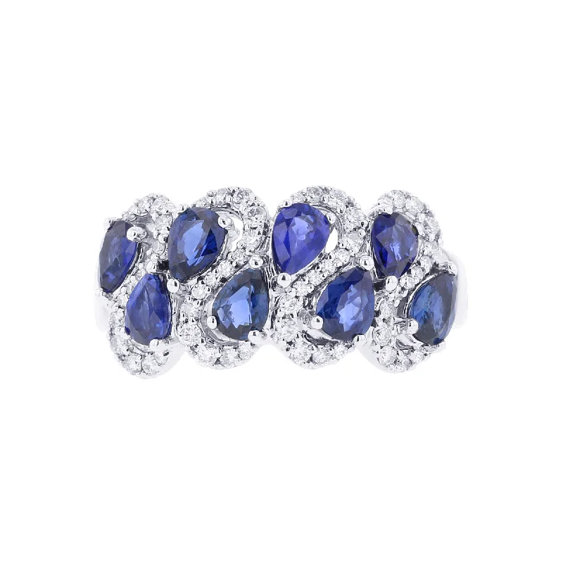 Minimalist engagement rings for women -Queen Royal Sapphire & Diamond Ring