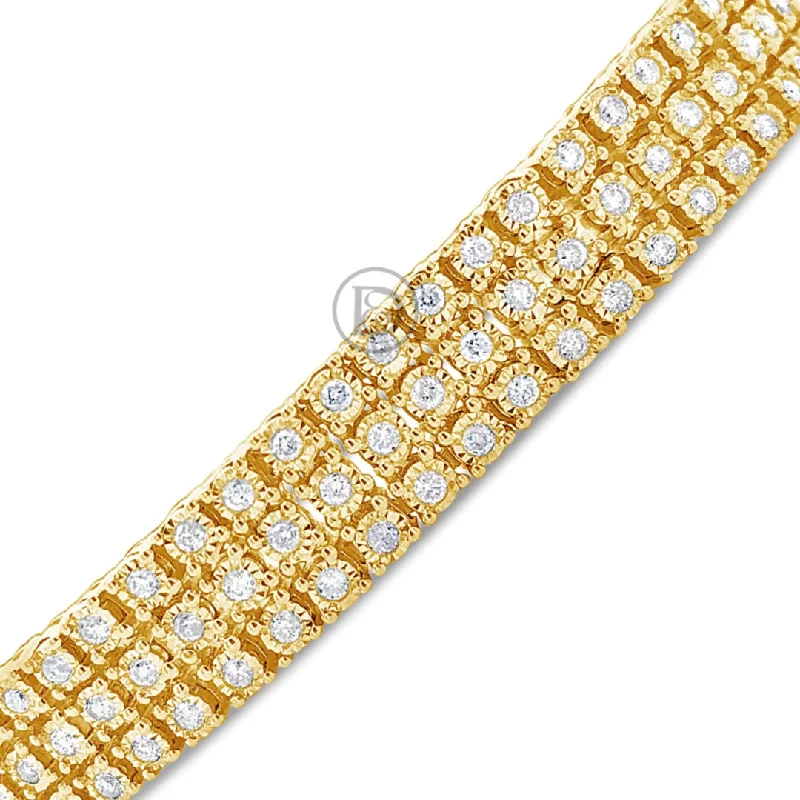 Simple bracelets for women -10K Solid Yellow Gold 2.65CT tw Round Cut Diamond Tennis 8.7mm Bracelet