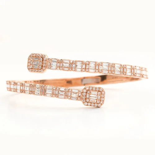 Boho bracelets for women -14KR 8.15CTW DIAMOND CUFF BRACELET - BAGUETTE &