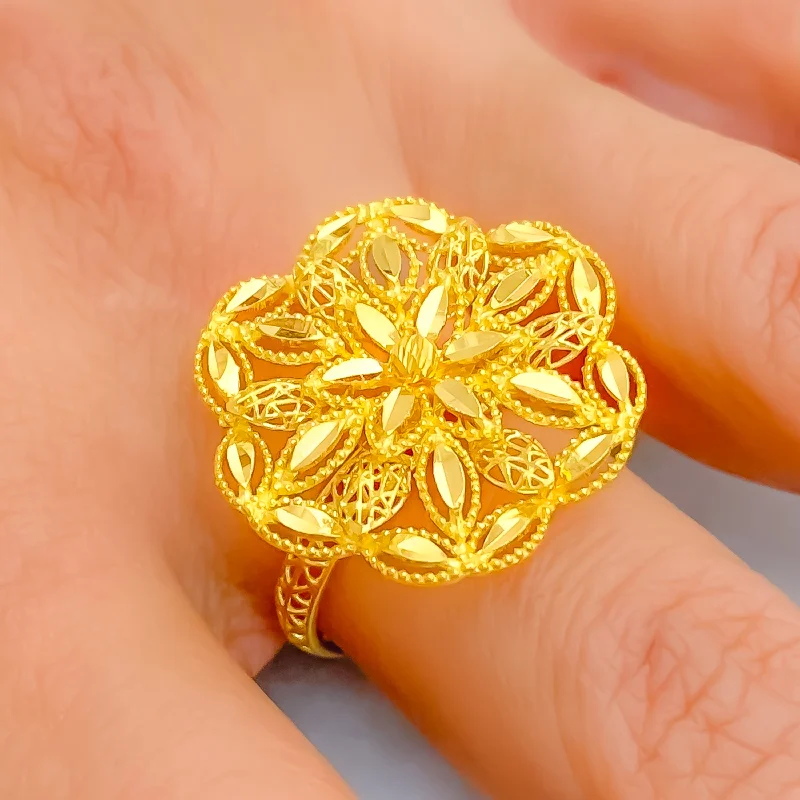 Luxurious wedding rings for women -Bold Geometric 22k Gold Ring