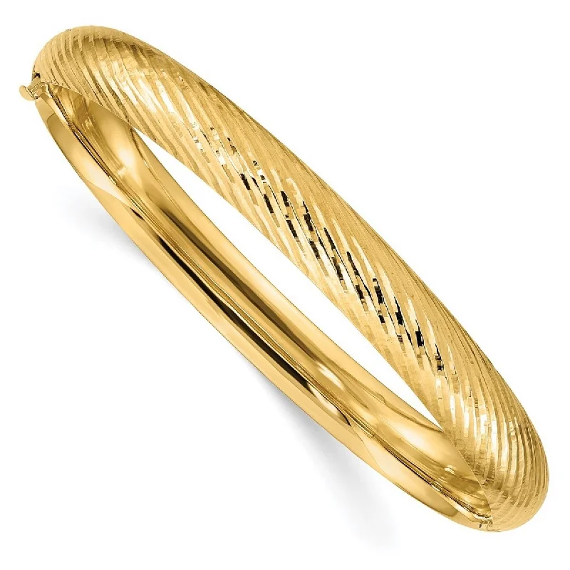 Unique bracelets for women -Curata 14k Yellow Gold 5/16 Textured Cuff Stackable Bangle Bracelet