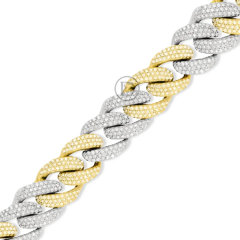 Crystal bangles for women -10k white/ yellow gold men's bracelet with 4.02ct diamonds