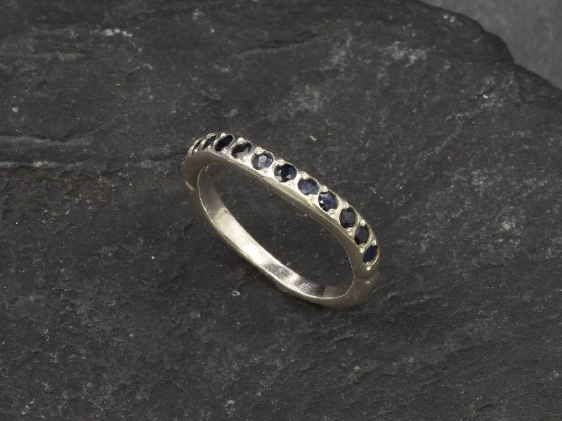 Minimalist diamond rings for women -Genuine Sapphire Ring - Blue Eternity Ring - Dainty Vintage Ring