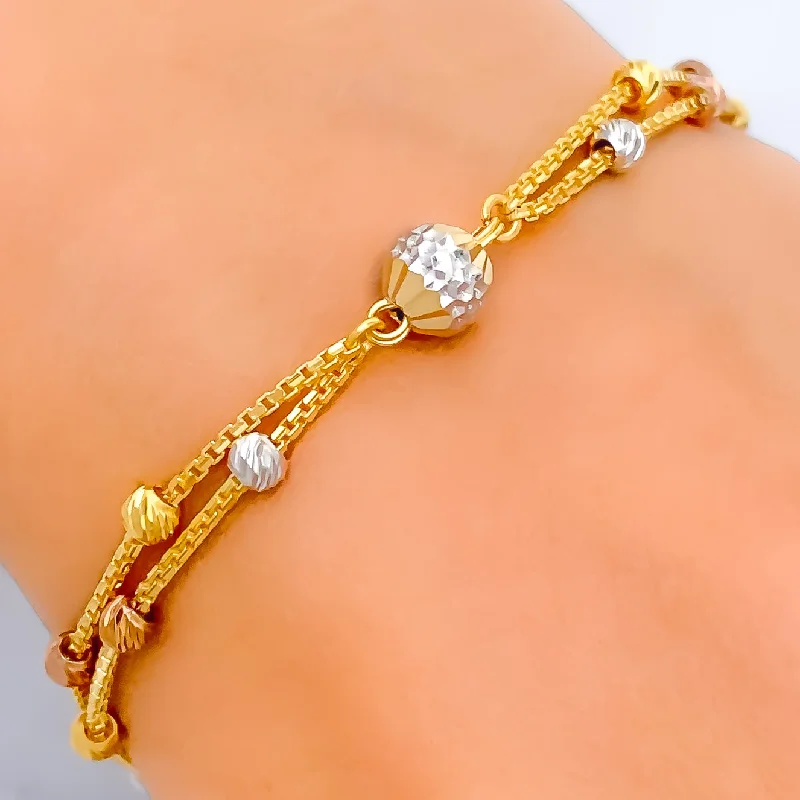 Tennis bangle bracelets for women -Unique Upscale 22k Gold Orb Bracelet