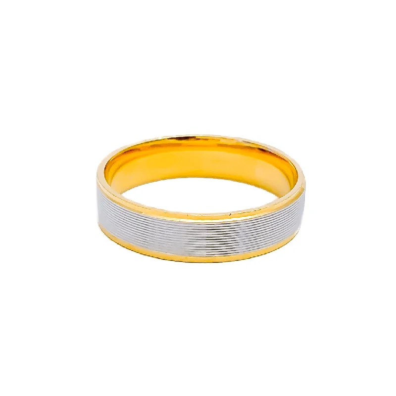 Handmade rings for women -Two-Tone Smooth 22k Gold Band