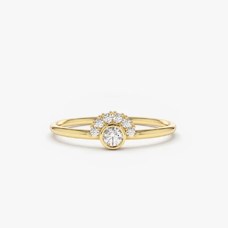 Customized engagement rings for women -14K Gold Half Halo Diamond Ring