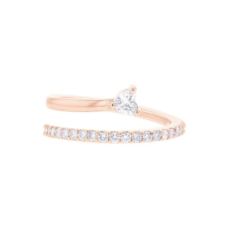 Modern solitaire engagement rings for women -Heart Spiral Diamond Ring