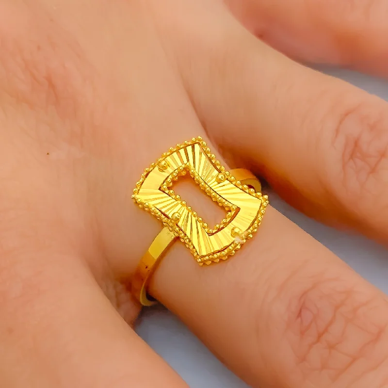 Zircon rings for women -Jazzy Upscale 21k Gold Ring