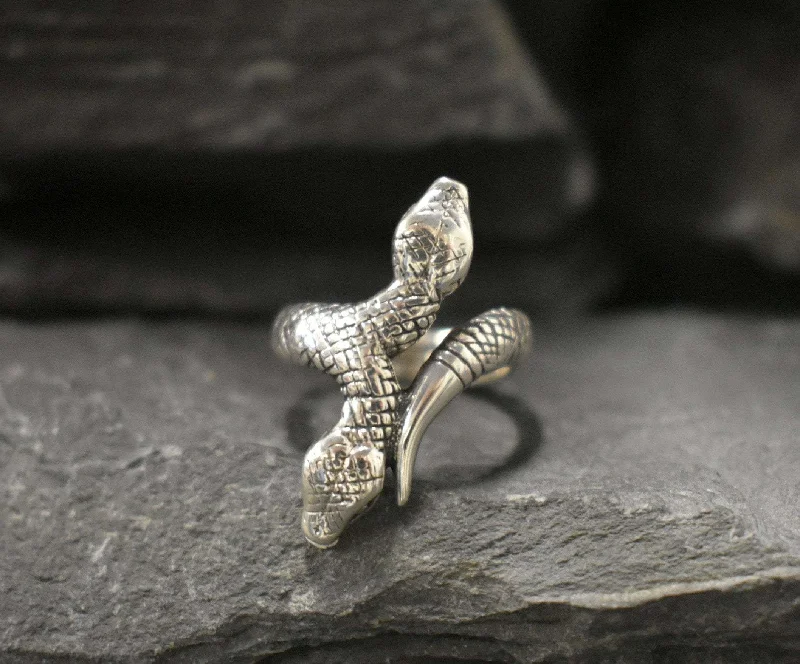 Unique rings for women -Silver Snake Ring - Long Snake Ring - Silver Serpent Ring