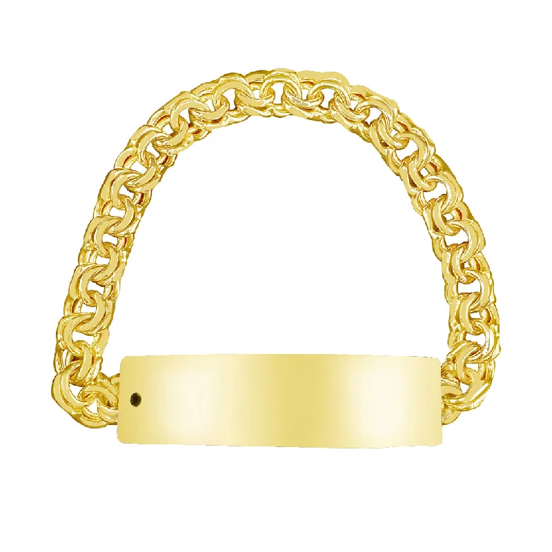 Sparkling bracelets for women -10K Yellow Gold Chino Link ID Bracelet