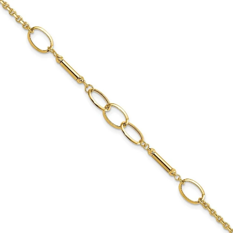 Bridal bracelets for women -Curata 14k Gold Polished Bars and Links Bracelet 7.5 Inch