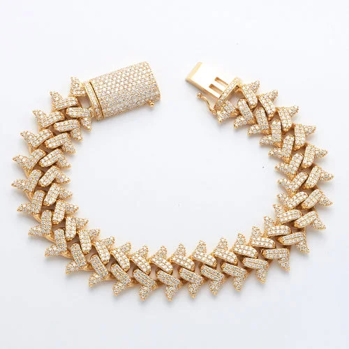 Dainty bracelets for women -10KY 10.76CTW DIAMOND SPIKE LINK CUBAN BRACELET