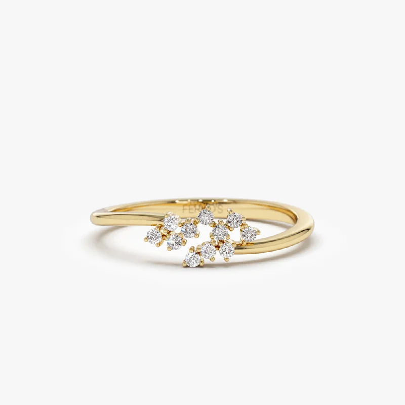 Vintage-inspired halo engagement rings for women -14k Mini Cluster Diamond Ring