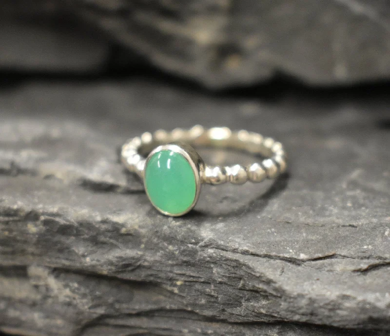 Aquamarine rings for women -Chrysoprase Ring - Green Bezel Ring - Vintage Bubble Ring