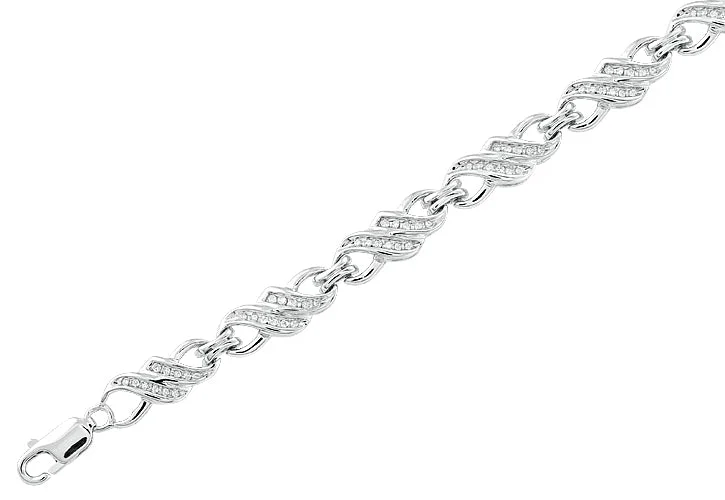 Platinum bracelets for women -Sterling Silver 0.50CTW DIAMOND FANCY BRACELET